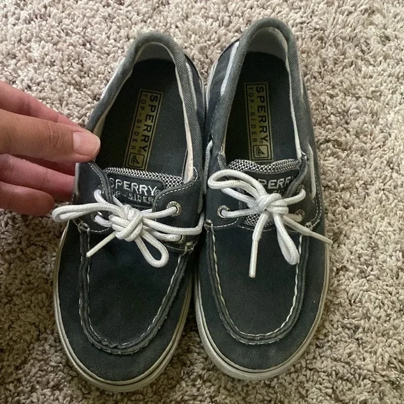 Kids Sperry Top Sider Boat shoes size 13 navy blue and white - Picture 2 of 5
